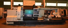 Hwacheon #Mega-100/3000, heavy duty flat bed, 24.5" 3-Jaw, 6.1" hole thru spindle, 20" X, 6MT, A2-15 spindle