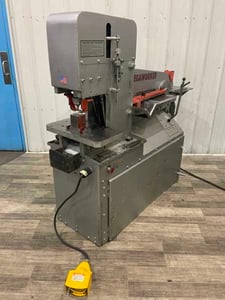 5" x 5" x 3/8" Mega, Piranha #MW35, hydraulic ironworker, 35 ton, electric foot pedal, 5 HP