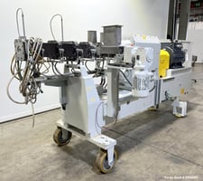 2.4" Leistritz #ZSE-60-MAX, Co-Rotating twin screw extruder, 62" L, 400 RPM, 20:1 L/D, liquid cooled