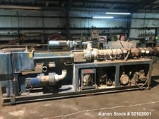 3.54" Krauss Maffei #KMD-2-90Z, Counter-Rotating twin screw extruder, oil cooled, 40 HP, SCR Control