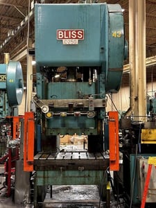 250 Ton, Bliss #C-250, single point gap frame press, 8" stroke, 24" Shut Height, air clutch & brake, rebuilt