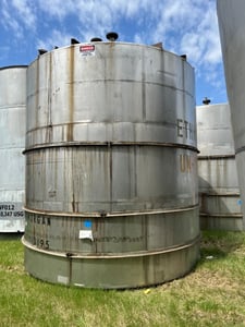 10000 gallon Perry Products, Stainless steel tank, 144" dia. x 144" straight side, flat top & bottom