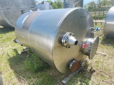 1000 gallon Perry Products, Stainless steel tank, 55" dia. x 84" straight side, dished top, slight cone bottom