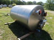 1000 gallon Perry Products, Stainless steel tank, 60" dia. x 86" straight side, dished top, slight cone bottom