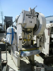 32 Ton, Minster #4, OBI Punch press, 3" stroke, 130 SPM, Air Clutch