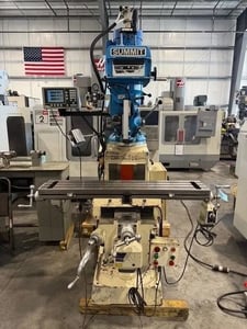 Summit #VS-350B, vertical milling machine, 10" x50" table, 3 HP, Fagor digital read out, pneumatic draw bar