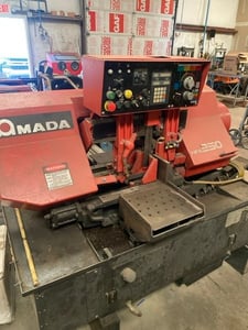 Amada #HFA-250W, Horiz Bandsaw, 10" x 10", 15.75" stroke, 138" x 1.26" x 0.037" blade, 89-295 FPM, 5 HP