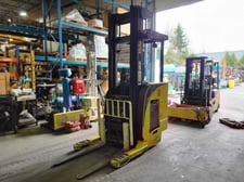 4000 lb. Yale #NR040DANM24TE1074, narrow aisle reach truck, electric, 24 V., side shift, 2011