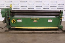 8' x 16 gauge Wysong #C-96, motorized plate bending roll, 3 rolls, 5-1/4" roll doa., 3 HP