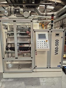 Laem #V160-500, doctor rewinder, 20" wide, 24" unwind/rewind, splice table, fife web guide, 2015