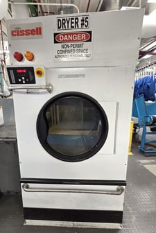 120 Lb. Cissel #CT120NREQ1K2W01, Natural Gas Heated Dryer, Open Pocket, Reversing Cylinder, 270000 BTU/hr.
