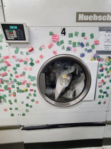 170 Lb. Huebsch #HT170NRMF6G1W01, Natural Gas Heated Dryer, Reversing Cylinder, 395000 BTU/hr., 240 V, 2004