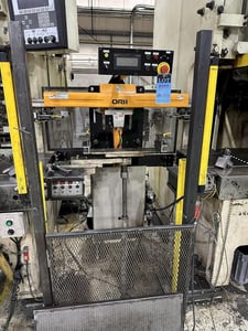 220 Ton, Aida #NC1-2000(2), single crank gap frame press, 9.84" stroke, 17.72"Shut Height, 4.33"adj., 25-50