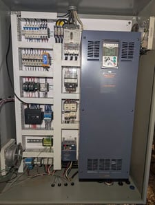 Slow speed wood grinder, 5.5' W x 10' L top opening, 5.5' W x 5.5' L bottom opening, 76 teeth, 5 HP