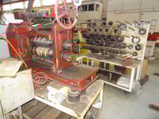 18" x 2.9" Ruesch, Slitting Line, 6000 lb. capacity, 28" face Uncoiler, 36" Deck Lift Cart, 16" ID Recoiler