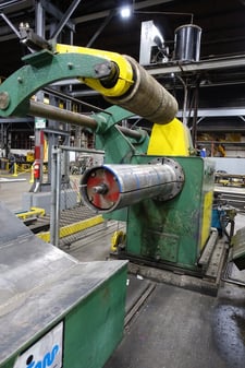 54" x 7.5" Loopco, Slitting Line, 30000/20000 lb. capacity, 60" face mandrel uncoiler, 56" recoiler