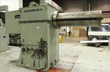 44000 lb. Sonoruka #UC-15130VHCB, Uncoiler, 4-Segment Mandrel, 54" Mandrel width, 20"-24" Coil ID, 2 HP, 440