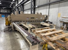 1/4" x 14' Cincinnati, square shear, 10 gauge stainless, adjustable back stop, scrap box & conveyor to feed