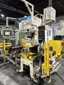 49.5 Ton, Komatsu #OBS-45-3, gap frame press, 3.49" stroke, 9.84" Shut Height, 2.36" adj., 50-100 SPM, 1989