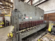 3/4" x 12' HTC #750-12SRHC, hydraulic shear, 13 hydrauic hold downs, 36" powered back gauge