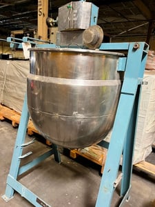 100 gallon Lee, Stainless steel kettle, double motion agitated, jacketed, hemispherical-bottom, 2010