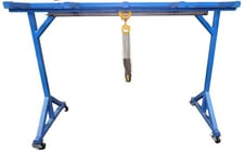 1 Ton, Harrington, portable fixed gantry, 12' span between legs, 109" ht under beam, (4)swivel casters