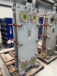 377 sq.ft., Alfa-Laval, plate exchanger, 150/FV psig @ 356 deg. F., 40 plates, 2023
