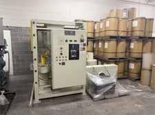 Reduction Engineering #85X, pulverizer, 500 LB/HR, P13 refiner disks, 16 screens, water jacket mill, hopper