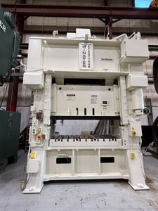 200 Ton, Minster HeviStamper #E2-200, straight side double crank, 6" stroke, 19.5" Shut Height, 60-120 SPM