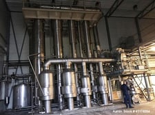 Falling film vacuum evaporator plant, Anhydro, 14330 lbs./hr, w/ CIP, 2 serial mechanical vapor recovery units