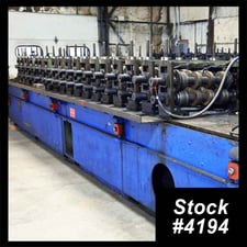 18 Stand, Yoder #M1-1/2, rollformer, 1-1/2" shaft diameter, 24" roll space, 11" horizontal centers, 7"