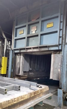 10' width x 18' D x 5' H Williams Industrial, car bottom furnace, 1450°F, gas, Eurotherm 2604 temperature