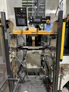 Orii, RYN120SISX, 2-Axis press transfer robot, 47.24" feed length, 3.93" vertical stroke, Mitsubishi PLC, 2015