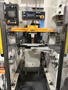 Orii, RYN120SISX, 2-Axis press transfer robot, 47.24" feed length, 3.93" vertical stroke, Mitsubishi PLC, 2016