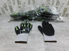 12 NEW Pair Seattle Impact Glove, Shock Grip, GBN5, Grey Cut Nitrile Palm Large
