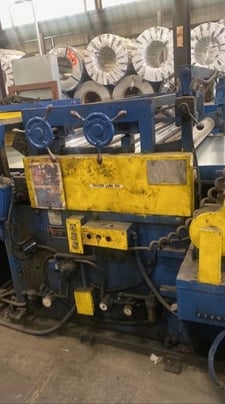 60" x .135" Rowe, Herr Voss, Cut-To-Length line, 40000 lb., 20" ID, 72" OD, L to R, mandrel uncoiler, entry