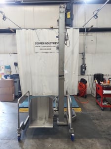 770 lb. Frontmatec #27000, portable container dumper, Stainless Steel, 460 V, 9' dump height, 108" dump,