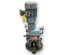 7.5 HP, Philadelphia #PV-5-PTM, vertical liquid mixer, Stainless Steel, 2.5" diameter, 84 RPM, 230/460 V.