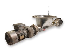 3.5" diameter x 2.7' long, AZO #DFS-100X600-NE300-NA-A22, Stainless Hopper Screw Feeder/Conveyor, 12"