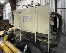 Clemco Zero-Blast #24"Pass thru shotblast cabinet, media hopper, media reclaim, conveyor