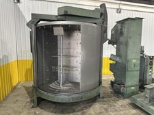 Goff #3672D, spinner hanger shot blast cleaning system, 2 wheels/chambers, 36" chamber width, abrasive