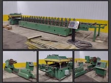 16 stand, ASC #R-Panel, Rollforming Line, 36" width, 200 FPM, w/ reel, coil car, & cut off, Beck S-II