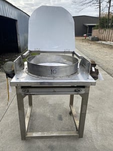 28" Stainless Steel Screener Bag Dump Screening Station, Single Deck, 14" diameter Outlet, 48" overall