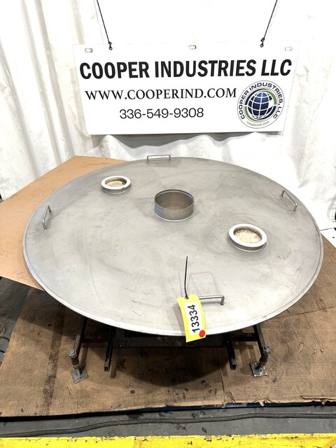 60" Screener Lid, Stainless Steel, 8" diameter Center Inlet, 8" diameter Outlets, 8" H Bottom & 12" H Top