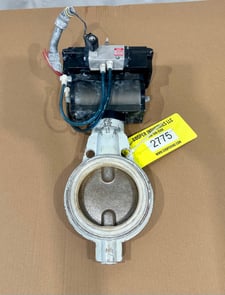 6" Pneumatic Ebro Armaturen, Butterfly Valve, Stainless, 2.5" Face to Face