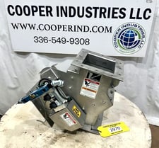 8" Vortex, Stainless Gravity Diverter Valve, Air Cylinder Actuated, 7.5" x 7.5" Inlet/Outlet, 18" tall, 12" x