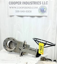 8" Lined Valve Company, Manual Knife Gate, Stainless, 150 psi CWP, 350 F max Temp.
