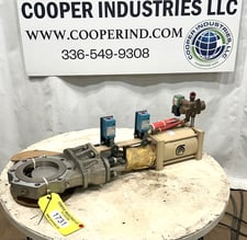 6" UCC, Stainless Pneumatic Knife Gate, Air Cylinder Actuated, 6" x 6.5" Size, 2.25" H Inlet to Outlet, Never