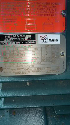 200 HP 1770 RPM Reliance Inverter duty, Frame 447T, TEFC, 1.15 service factor, 460 Volts, New Surplus