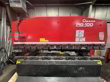 110 Ton, Amada #RG-100, CNC press brake, 10' overall, 110.5" between housing, 3.937" stroke, 15.75" throat